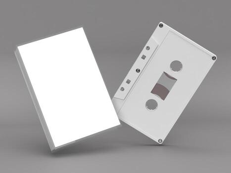 Stacked Cassettes with Sleeve Mockup 3D render photo