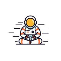 Astronaut meditating in a cosmic environment vector