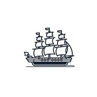 Vintage sailing ship illustration in simple design vector