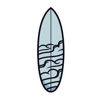 Surfboard design featuring waves in blue tones vector
