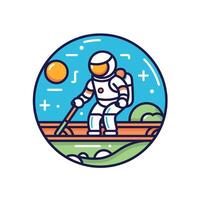 Astronaut exploring a celestial landscape vector