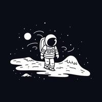 Astronaut exploring a lunar landscape under stars vector
