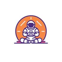Astronaut meditating in a cosmic setting vector