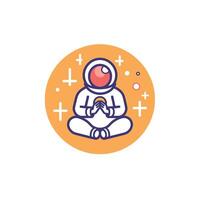 Astronaut meditating in a cosmic setting vector