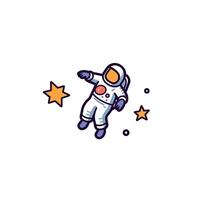 Astronaut floating in space among stars vector