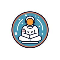 Astronaut meditating in space surrounded by stars vector