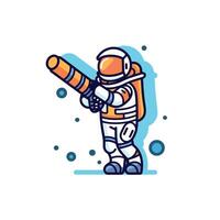 Astronaut holding a futuristic weapon in space vector