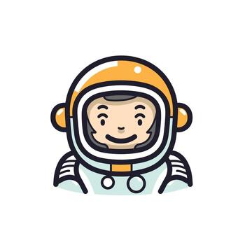 Smiling astronaut with orange helmet in space vector