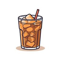 Iced drink served in a glass with ice vector