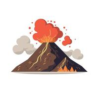 Erupting volcano with ash and lava clouds above vector
