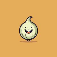 Happy cartoon onion character on a bright background vector