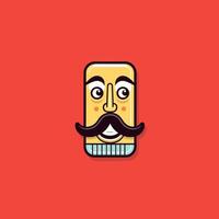 Cartoon character with mustache on vibrant background vector
