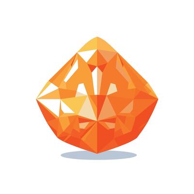 Geometric-faceted bright orange crystal