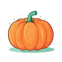 Bright orange pumpkin with green stem on display vector