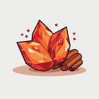Orange crystals with cinnamon sticks vector