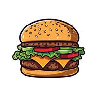 Delicious cheeseburger with fresh toppings vector