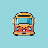 Colorful cartoon bus with a cheerful expression in design vector