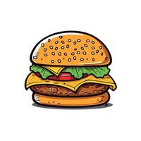 Delicious burger with cheese and fresh vegetables vector
