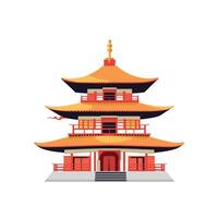 Traditional Asian architecture in vibrant colors vector