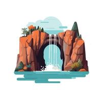 Waterfalls cascade from rocky cliffs in nature vector