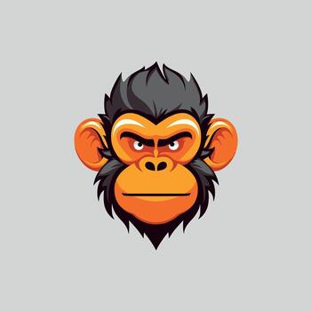 Cartoon monkey head with bold features and expression vector