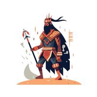 Powerful warrior in striking armor with spear vector