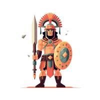 Depiction of a warrior with spear and shield vector