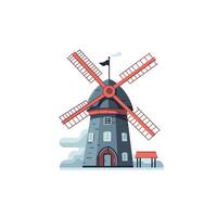 Windmill with sails in landscape vector