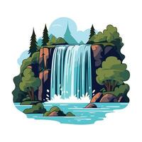 Majestic waterfall cascading in a tranquil forest vector