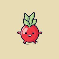 Cute cartoon radish character with a smiling face vector