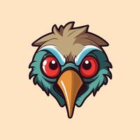 Colorful cartoon bird illustration with large eyes and beak vector