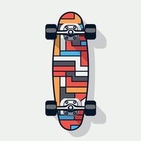 Geometric patterned skateboard on display vector