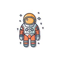Astronaut exploring outer space in colorful suit vector