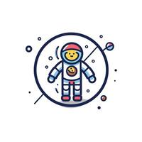 Astronaut floats in space with cheerful expression vector