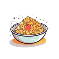 Delicious bowl of noodles with a happy face vector
