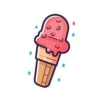 Colorful ice cream cone with melting toppings vector
