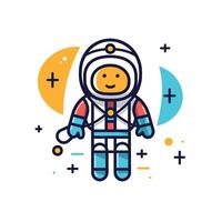 Cute cartoon astronaut exploring outer space vector