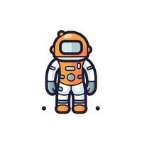Cartoon astronaut in orange and white spacesuit vector