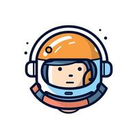 Astronaut in orange helmet in space vector