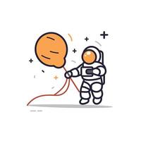 Astronaut floating with a balloon in space vector