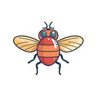Colorful cartoon bee with wings in flight vector
