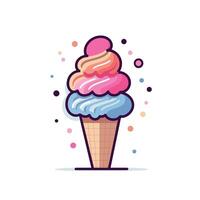 Colorful ice cream cone with swirls and sprinkles vector