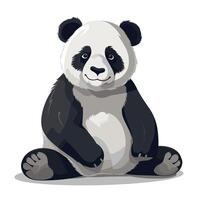 Cute panda sitting happily on a plain background vector