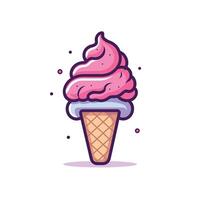 Colorful ice cream cone displayed in simple style vector