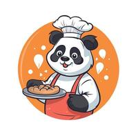 Panda chef presenting a delicious pastry treat vector