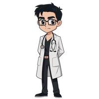 Young doctor standing confidently in a lab coat vector