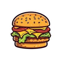 Delicious cheeseburger with fresh toppings vector
