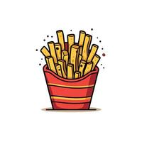Crispy golden fries in a red container vector