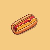 Hot dog loaded with mustard and ketchup for lunch vector