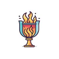 Symbolic trophy design featuring flames and color vector